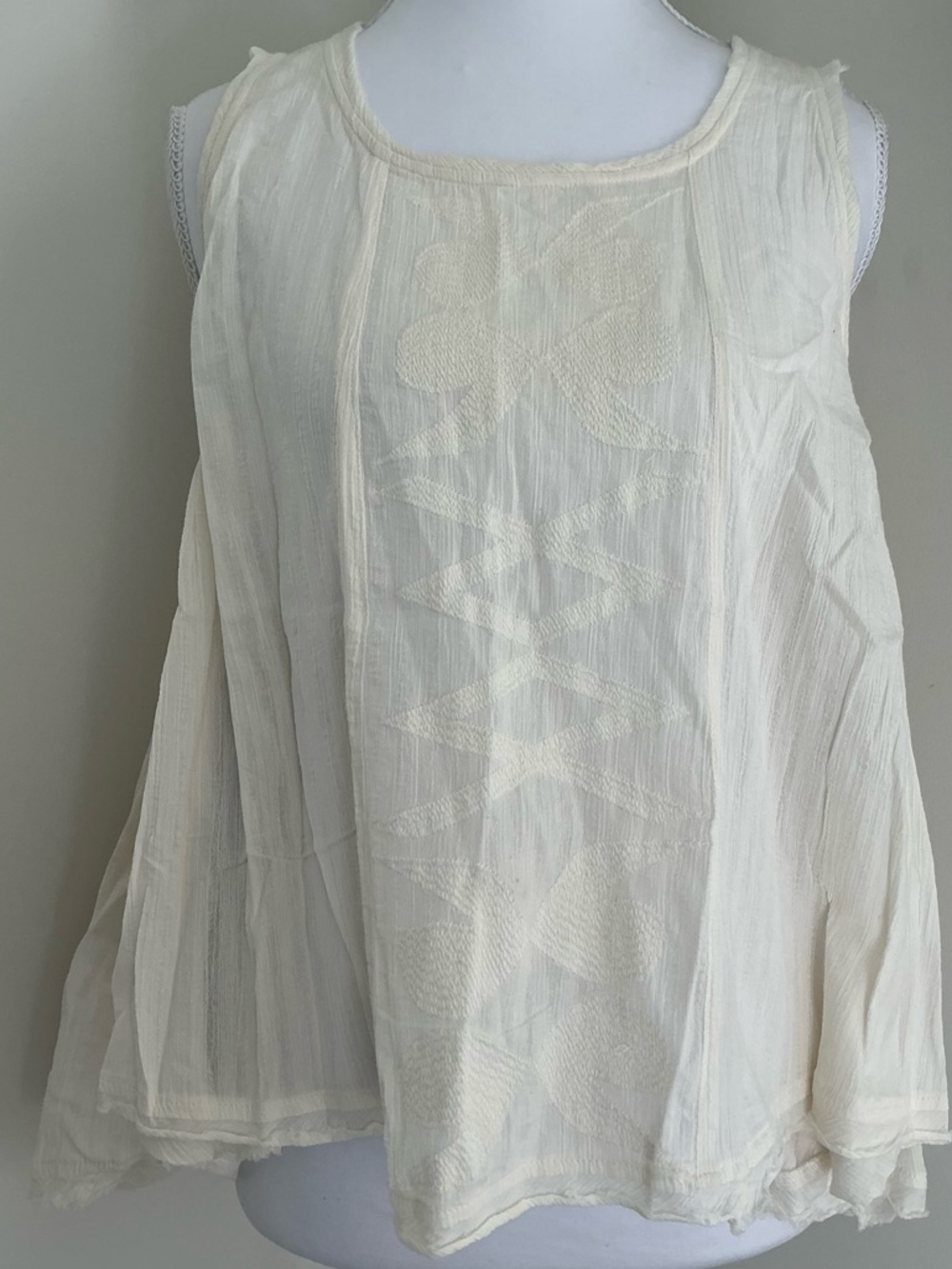 Scotch & Soda Cream Embroidered Swing Tank Top